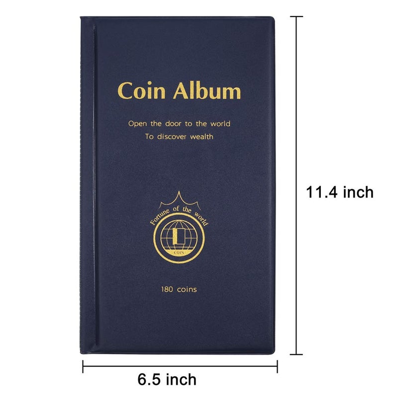 AITIME 180 Pockets Coin Collection Supplies - Coin Collecting Holders Book Album for Collectors, Collector Album Storage Suitable for Coin Diameter Less Than 1.66 Inches (Blue) - Image 4